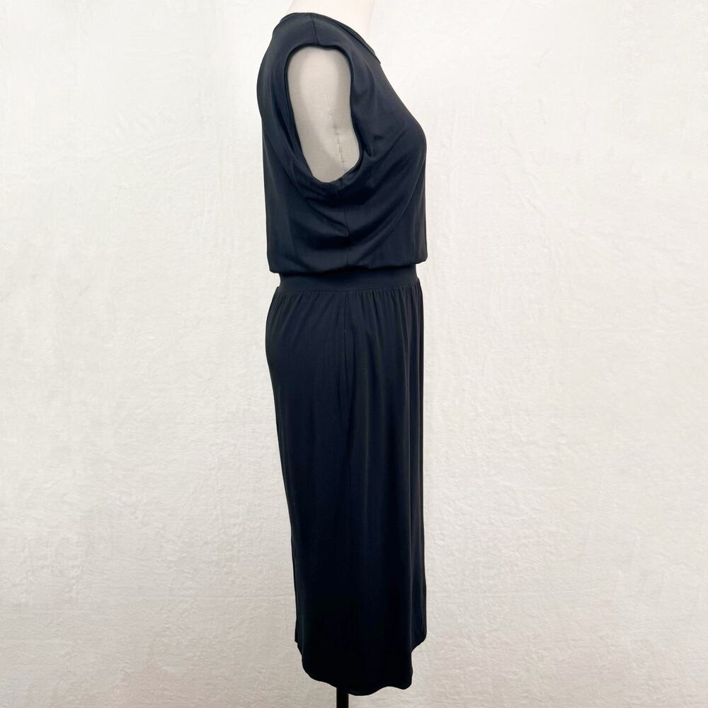 Athleta Womens Santorini Cinch Dress Black Midi Athleisure Casual Sporty Size SP - Picture 3 of 9